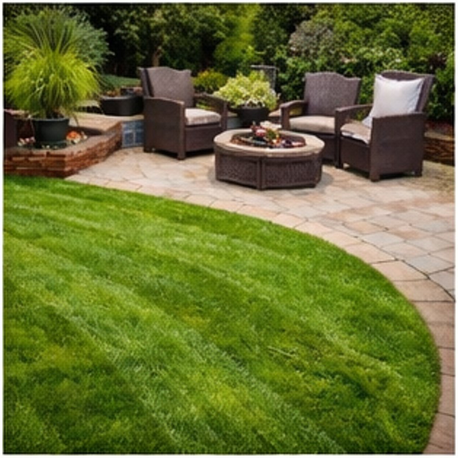 Manicured front yard with mulch and trimmed shrubs