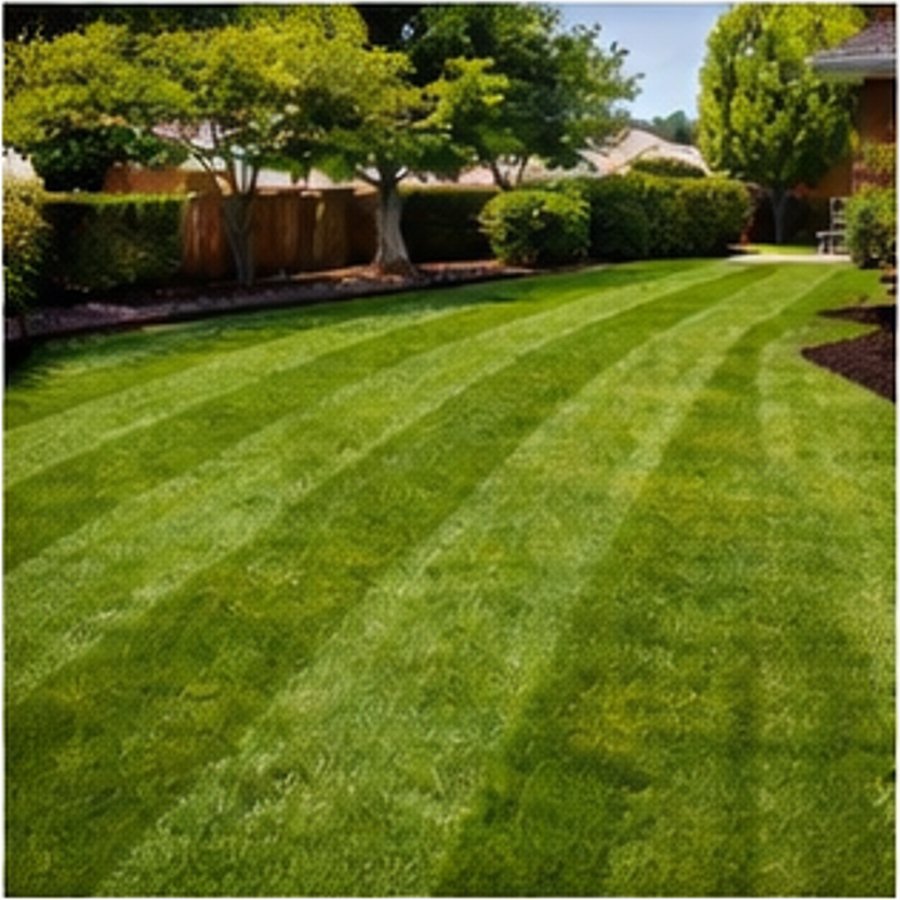 Clean cut backyard lawn